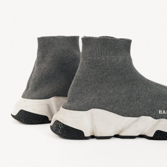 Balenciaga Speed LT Dark Grey New Kine Knit High-Top Sneakers - Picture 8 of 12